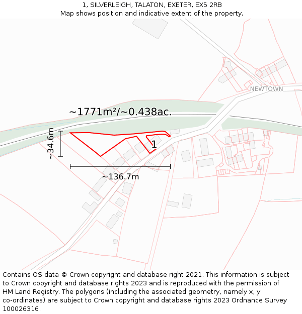 1, SILVERLEIGH, TALATON, EXETER, EX5 2RB: Plot and title map