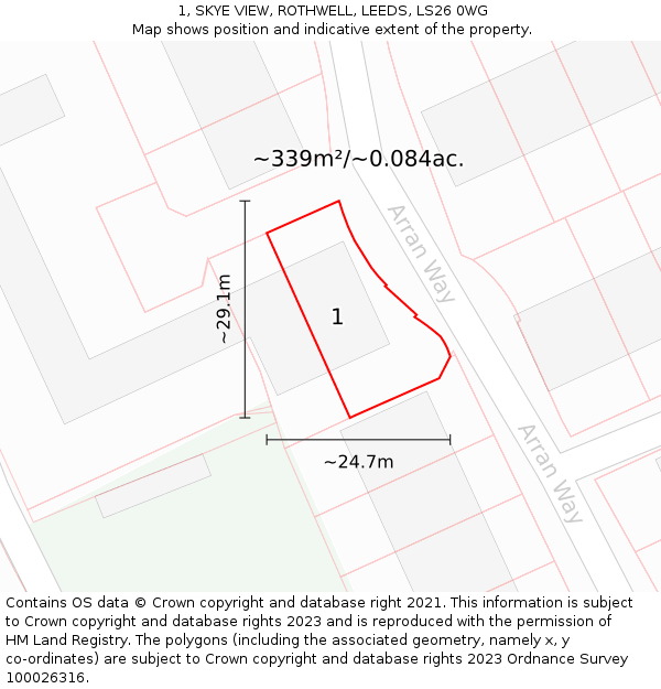 1, SKYE VIEW, ROTHWELL, LEEDS, LS26 0WG: Plot and title map