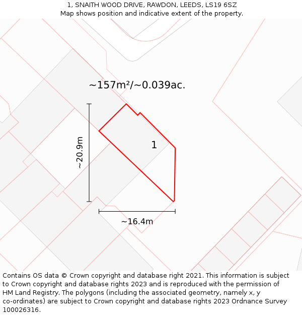 1, SNAITH WOOD DRIVE, RAWDON, LEEDS, LS19 6SZ: Plot and title map