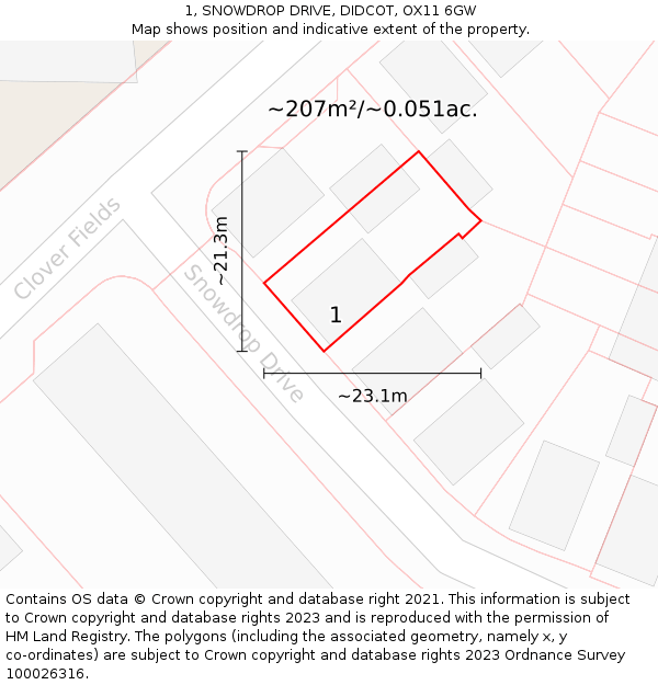 1, SNOWDROP DRIVE, DIDCOT, OX11 6GW: Plot and title map