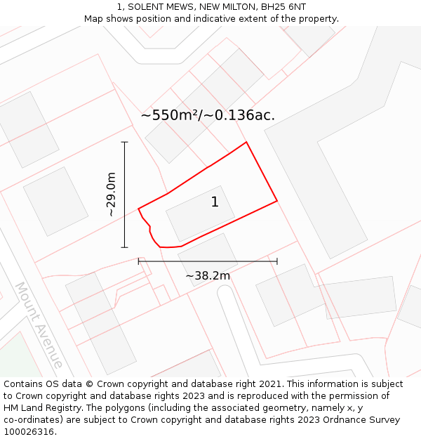 1, SOLENT MEWS, NEW MILTON, BH25 6NT: Plot and title map