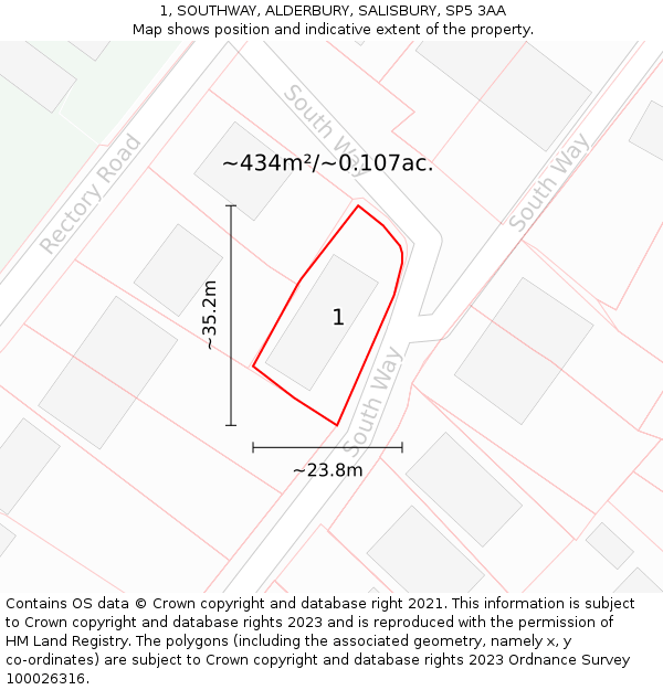 1, SOUTHWAY, ALDERBURY, SALISBURY, SP5 3AA: Plot and title map