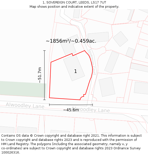 1, SOVEREIGN COURT, LEEDS, LS17 7UT: Plot and title map