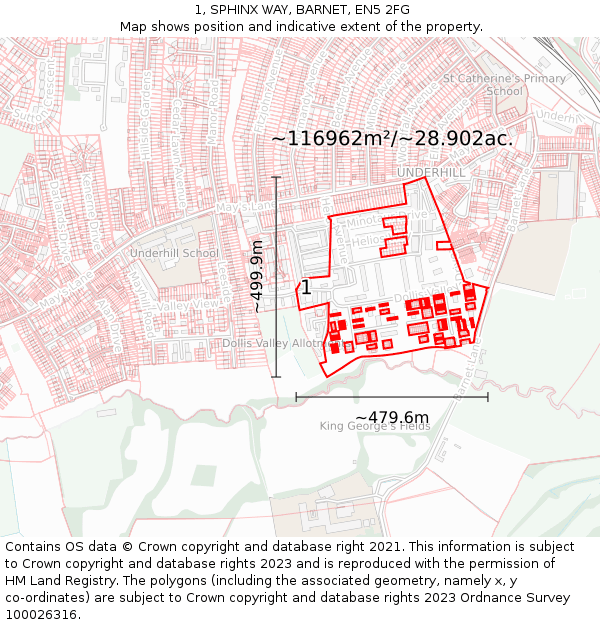 1, SPHINX WAY, BARNET, EN5 2FG: Plot and title map