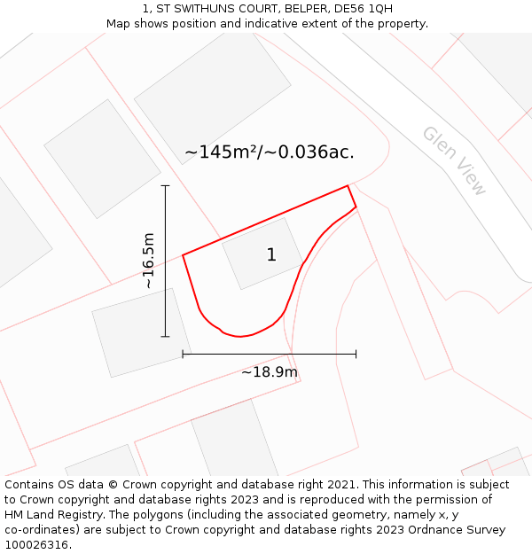 1, ST SWITHUNS COURT, BELPER, DE56 1QH: Plot and title map