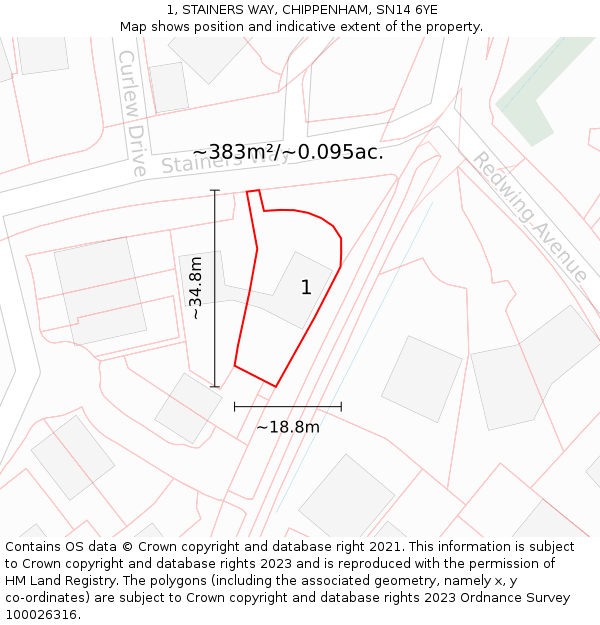 1, STAINERS WAY, CHIPPENHAM, SN14 6YE: Plot and title map