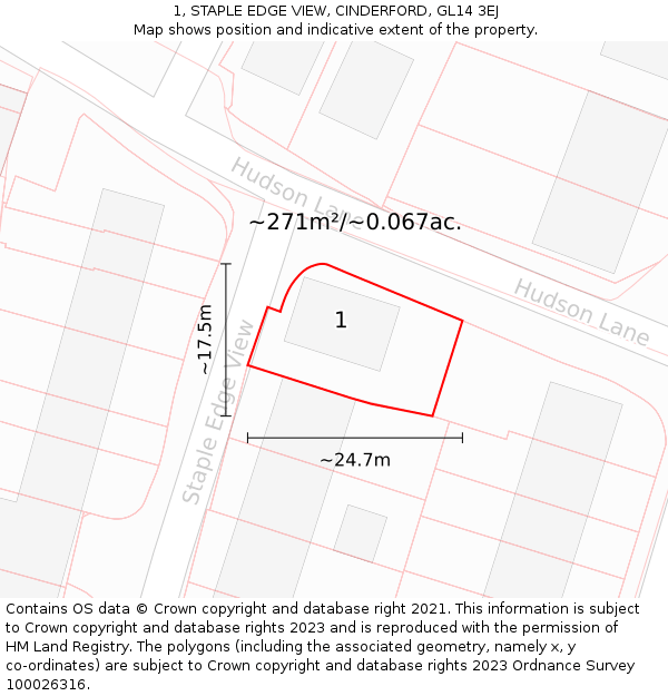 1, STAPLE EDGE VIEW, CINDERFORD, GL14 3EJ: Plot and title map