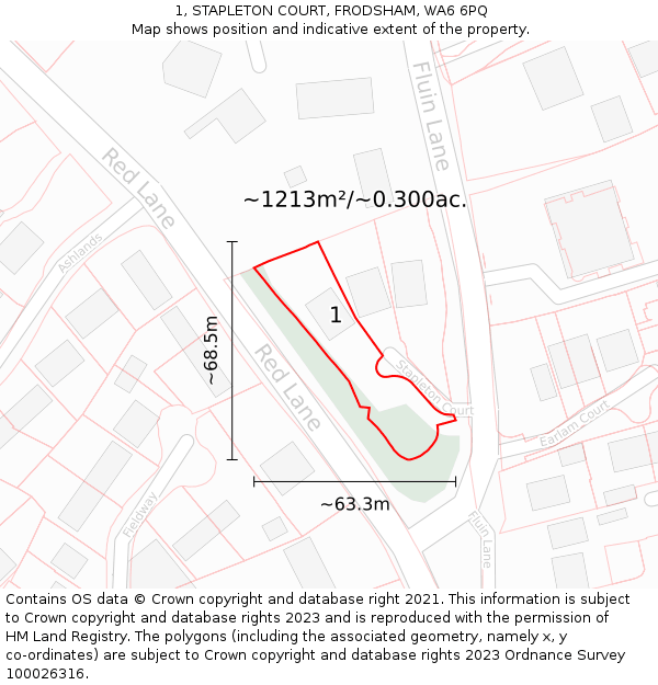 1, STAPLETON COURT, FRODSHAM, WA6 6PQ: Plot and title map