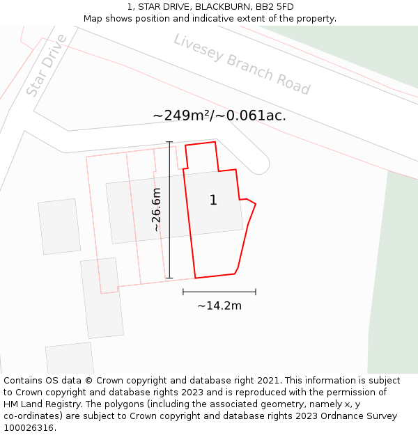 1, STAR DRIVE, BLACKBURN, BB2 5FD: Plot and title map