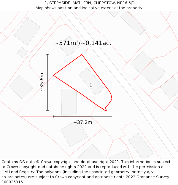 1, STEPASIDE, MATHERN, CHEPSTOW, NP16 6JD: Plot and title map