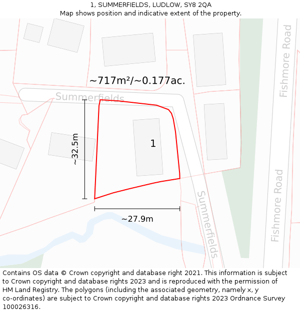 1, SUMMERFIELDS, LUDLOW, SY8 2QA: Plot and title map