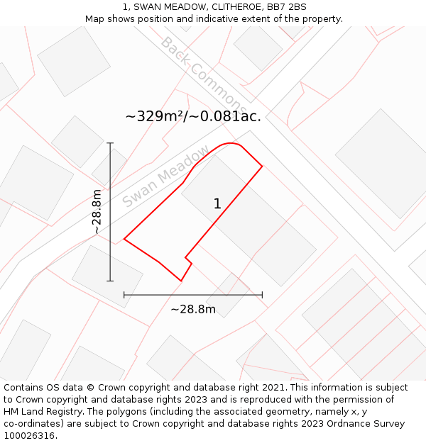 1, SWAN MEADOW, CLITHEROE, BB7 2BS: Plot and title map