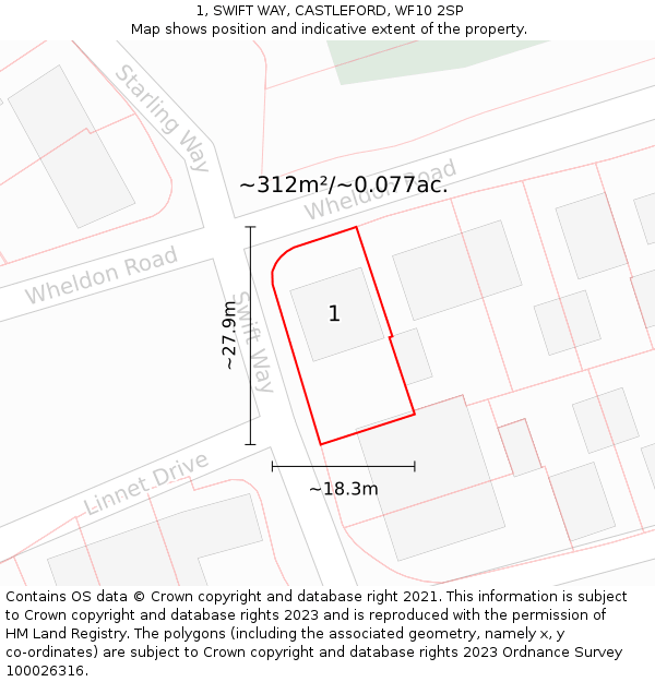 1, SWIFT WAY, CASTLEFORD, WF10 2SP: Plot and title map