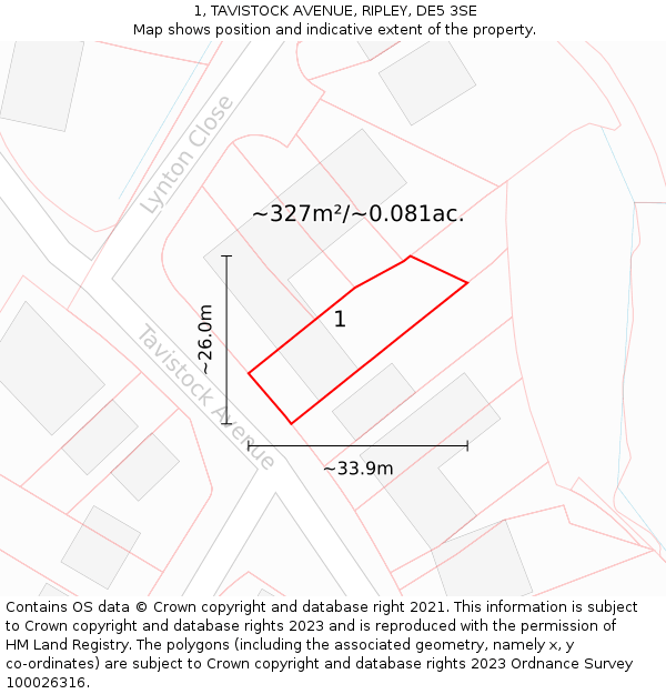 1, TAVISTOCK AVENUE, RIPLEY, DE5 3SE: Plot and title map