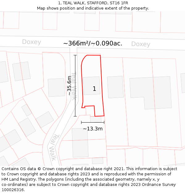 1, TEAL WALK, STAFFORD, ST16 1FR: Plot and title map