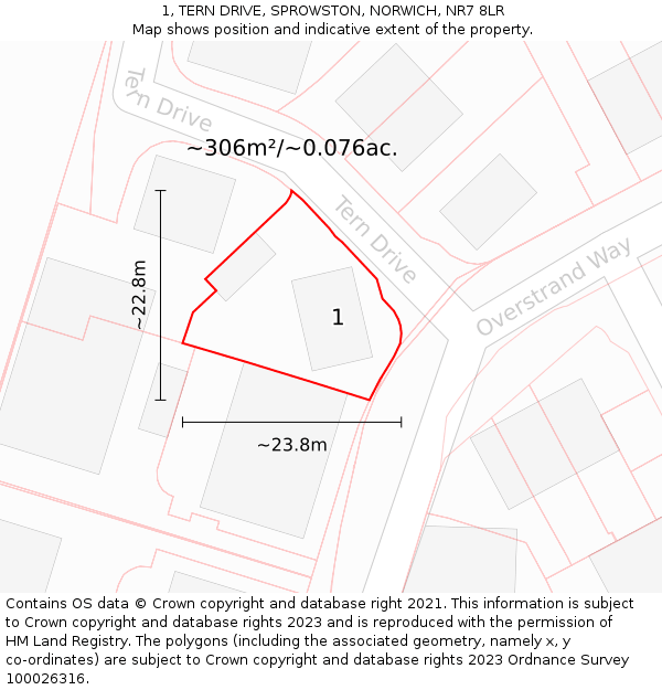1, TERN DRIVE, SPROWSTON, NORWICH, NR7 8LR: Plot and title map