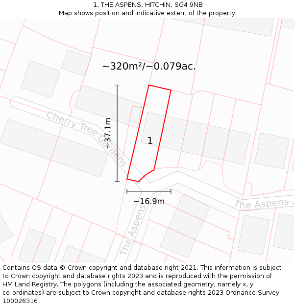 1, THE ASPENS, HITCHIN, SG4 9NB: Plot and title map