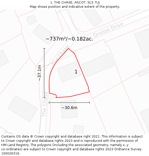 1, THE CHASE, ASCOT, SL5 7UJ: Plot and title map