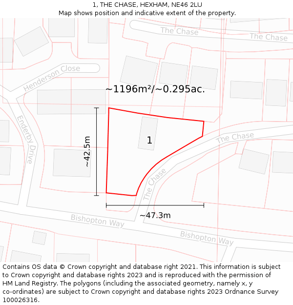 1, THE CHASE, HEXHAM, NE46 2LU: Plot and title map
