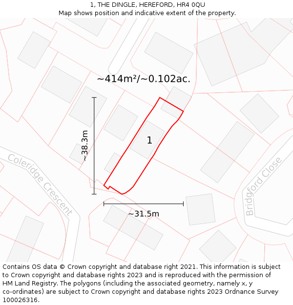 1, THE DINGLE, HEREFORD, HR4 0QU: Plot and title map