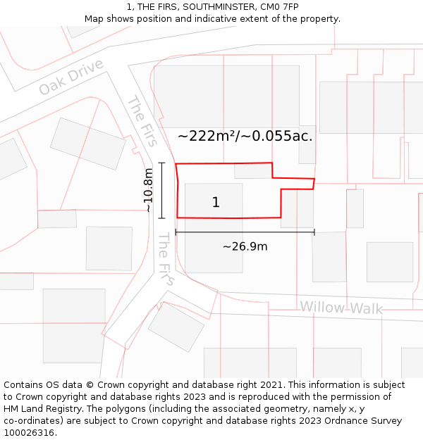 1, THE FIRS, SOUTHMINSTER, CM0 7FP: Plot and title map