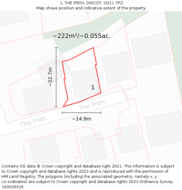 1, THE FRITH, DIDCOT, OX11 7PZ: Plot and title map