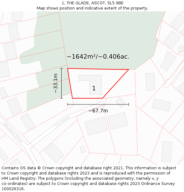 1, THE GLADE, ASCOT, SL5 9BE: Plot and title map