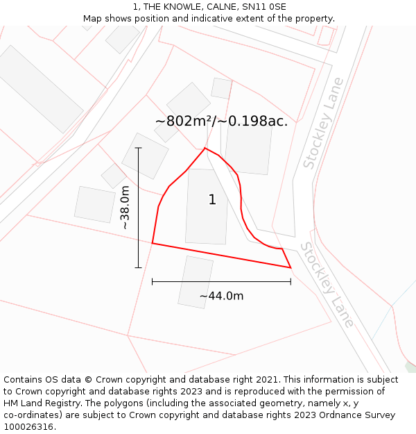 1, THE KNOWLE, CALNE, SN11 0SE: Plot and title map