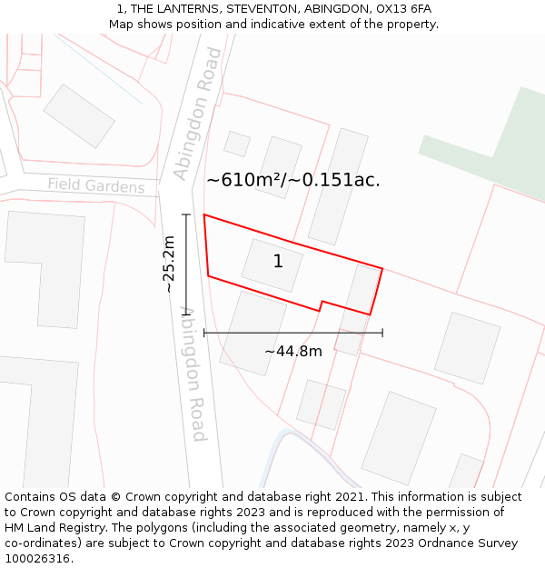 1, THE LANTERNS, STEVENTON, ABINGDON, OX13 6FA: Plot and title map