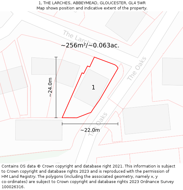 1, THE LARCHES, ABBEYMEAD, GLOUCESTER, GL4 5WR: Plot and title map
