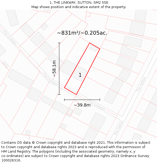 1, THE LINKWAY, SUTTON, SM2 5SE: Plot and title map