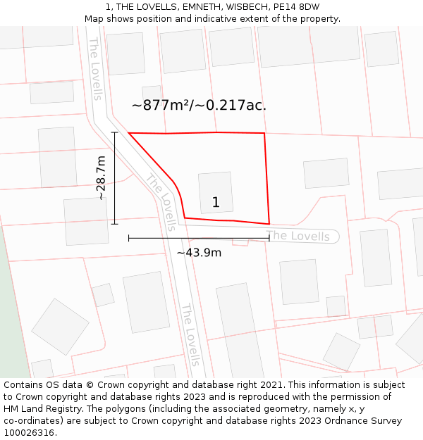1, THE LOVELLS, EMNETH, WISBECH, PE14 8DW: Plot and title map