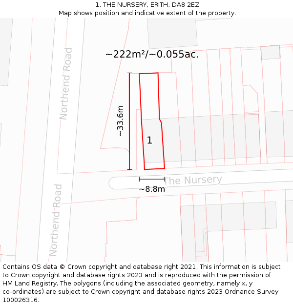 1, THE NURSERY, ERITH, DA8 2EZ: Plot and title map