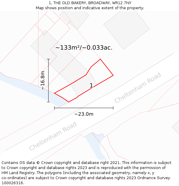 1, THE OLD BAKERY, BROADWAY, WR12 7NY: Plot and title map