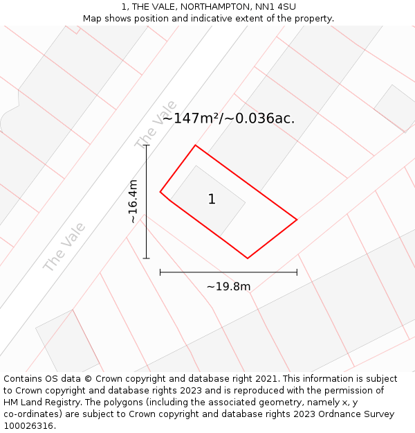 1, THE VALE, NORTHAMPTON, NN1 4SU: Plot and title map