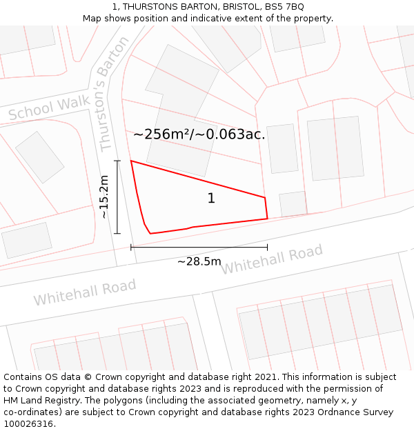 1, THURSTONS BARTON, BRISTOL, BS5 7BQ: Plot and title map