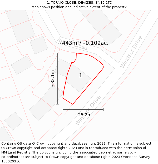 1, TORNIO CLOSE, DEVIZES, SN10 2TD: Plot and title map