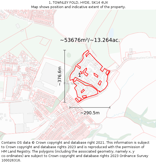 1, TOWNLEY FOLD, HYDE, SK14 4UX: Plot and title map