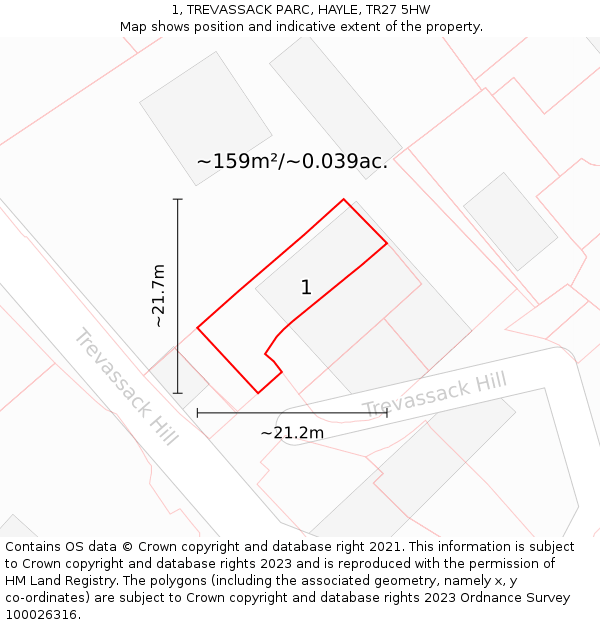 1, TREVASSACK PARC, HAYLE, TR27 5HW: Plot and title map