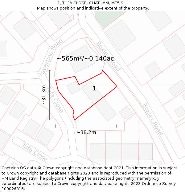 1, TUFA CLOSE, CHATHAM, ME5 9LU: Plot and title map