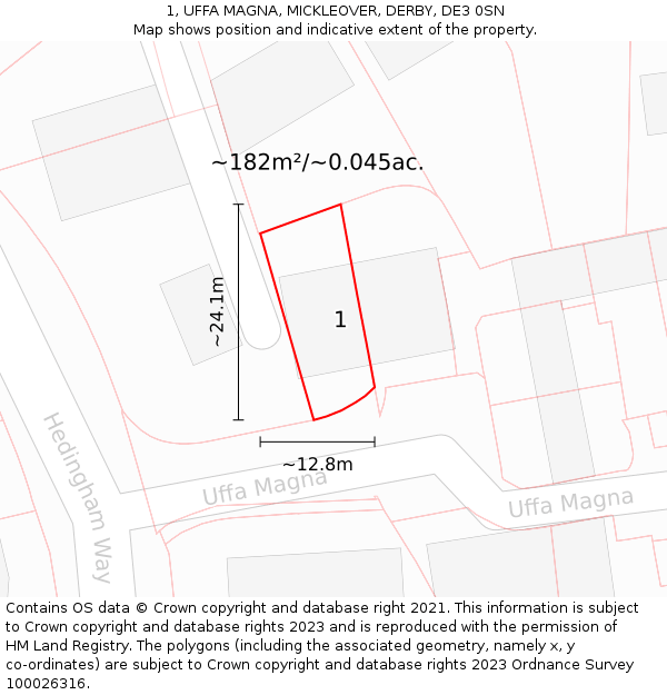 1, UFFA MAGNA, MICKLEOVER, DERBY, DE3 0SN: Plot and title map