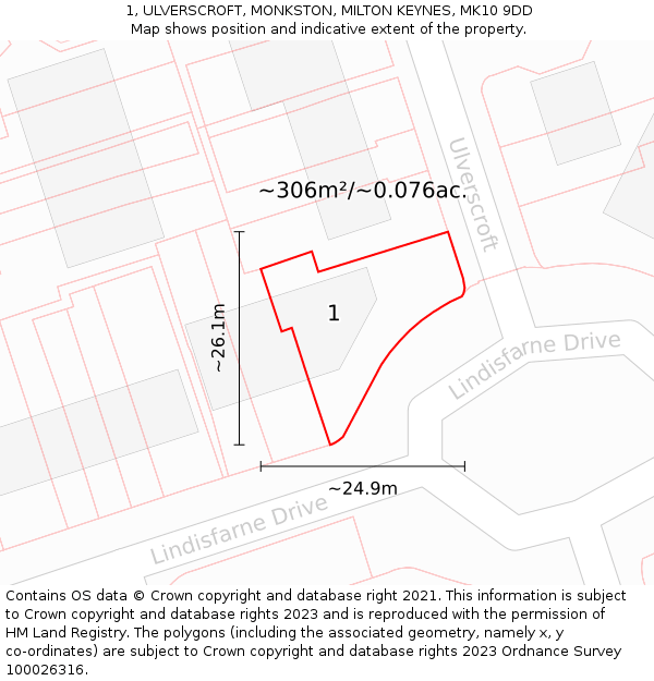 1, ULVERSCROFT, MONKSTON, MILTON KEYNES, MK10 9DD: Plot and title map