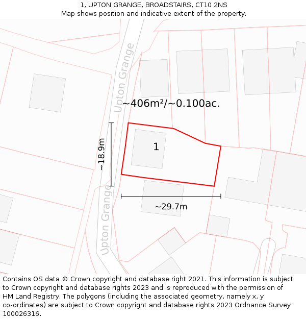 1, UPTON GRANGE, BROADSTAIRS, CT10 2NS: Plot and title map