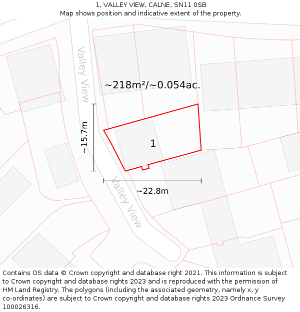 1, VALLEY VIEW, CALNE, SN11 0SB: Plot and title map