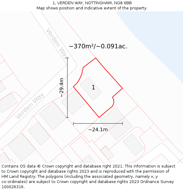 1, VERDEN WAY, NOTTINGHAM, NG8 6BB: Plot and title map