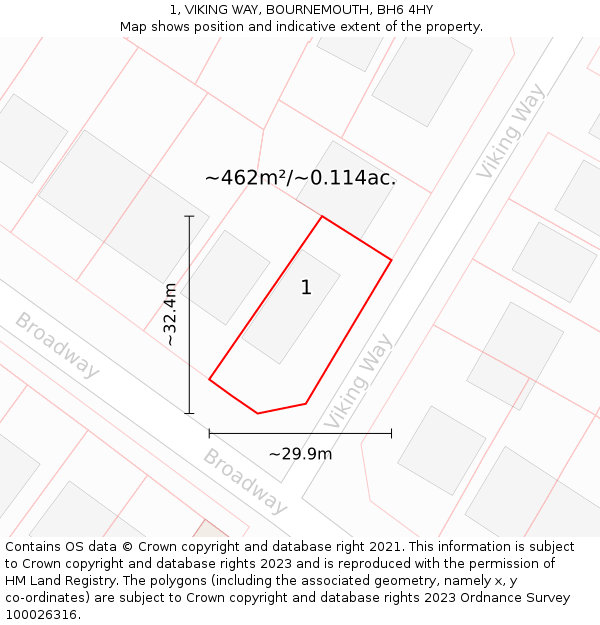 1, VIKING WAY, BOURNEMOUTH, BH6 4HY: Plot and title map