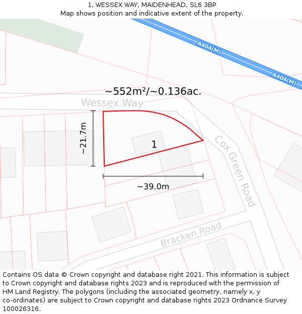 1, WESSEX WAY, MAIDENHEAD, SL6 3BP: Plot and title map