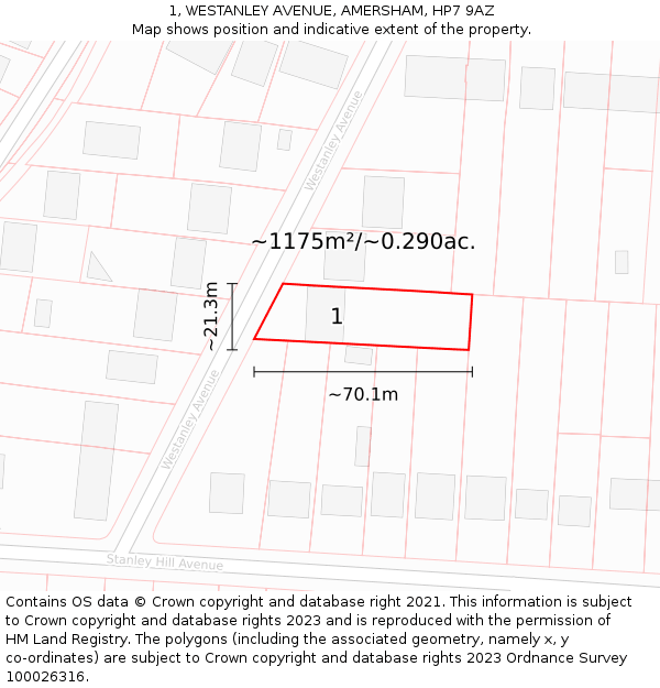 1, WESTANLEY AVENUE, AMERSHAM, HP7 9AZ: Plot and title map