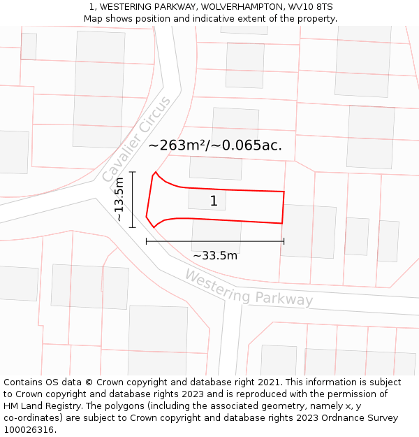1, WESTERING PARKWAY, WOLVERHAMPTON, WV10 8TS: Plot and title map