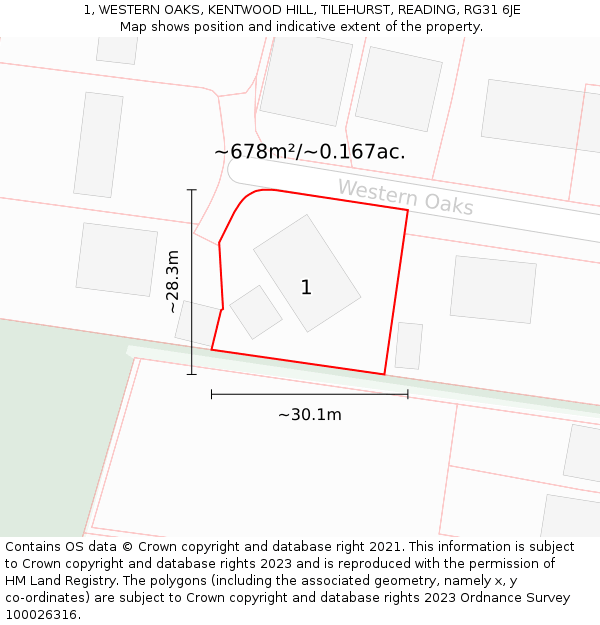 1, WESTERN OAKS, KENTWOOD HILL, TILEHURST, READING, RG31 6JE: Plot and title map